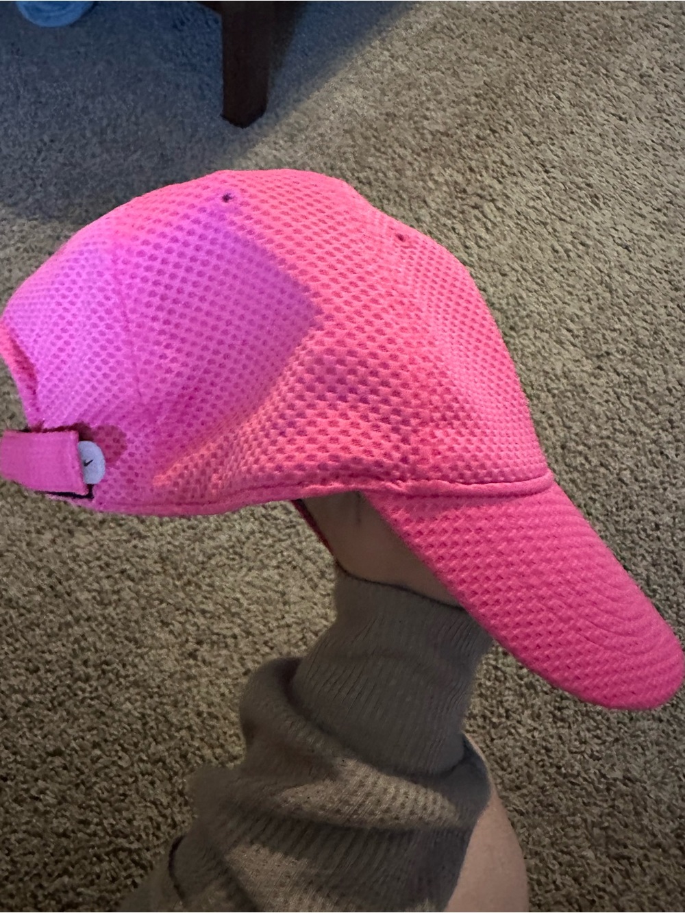 Nike Pink Mesh Running Cap - Hot Pink Adjustable Hat